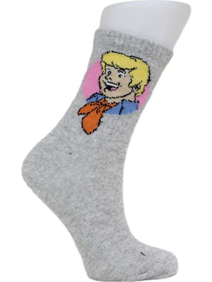 Look Socks Fred Jones Karakter Desenli Gri Kolej Çorap