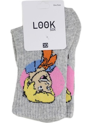 Look Socks Fred Jones Karakter Desenli Gri Kolej Çorap