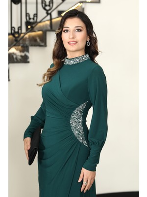 Elben Moda Lavin Taş Detaylı Abiye Elbise