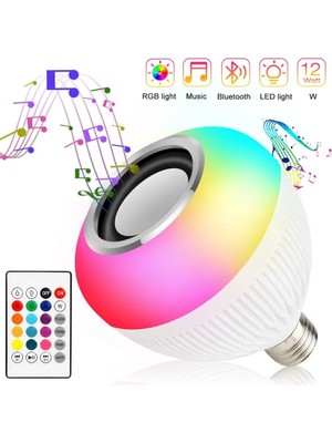 Xiyu Shop 5W Tarzı Rgb LED Bluetooth Lamba Akıllı Ampul E27 12W Bluetooth Hoparlör Müzik Ampul Akıllı Lamba App Kontrolü Kısılabilir Ampul Rgb Dekor Işık (Yurt Dışından)