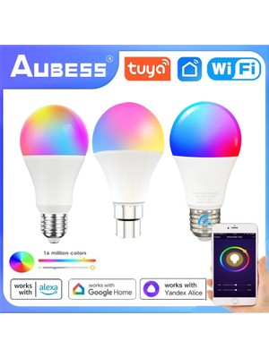 Xiyu Shop 15W Tarzı B22 Tuya Wifi Akıllı Ampul Uyumlu B22 E27 LED Rgbcw Akıllı Ampul Google Home Yandex Alice Üzerinden Ses Kontrolü (Yurt Dışından)