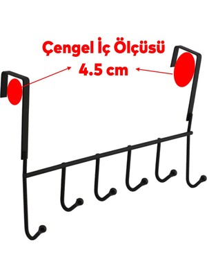 Badem10 Ahşap Kapı Arkası Askılık Elbise Havlu Asma Askı Metal 6'lı Tekli Banyo Lavabo Sağlam Aparat Siyah