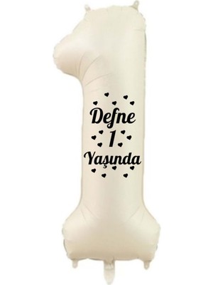 Organizasyon Pazarı 34 Inç 1 Krem Renk Kişiye Özel 1 Yaşında Yazılı Rakam Folyo Balon