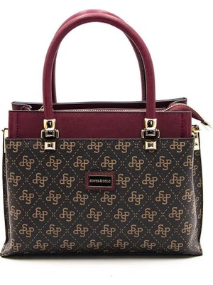 Silver & Polo Kahve Sarı - Bordo SP826 Kadın El Çantası