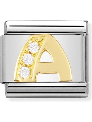 Nomination Composable Classic Dekoratif Link - Harfler Cz - A - (01 A) 18K Altın Zirkon