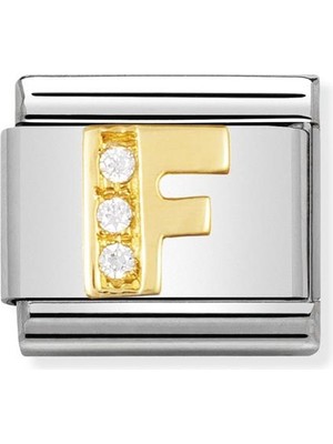 Nomination Composable Classic Dekoratif Link - Harfler Cz - F - (06 F) 18K Altın Zirkon