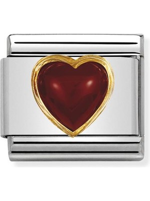 Nomination Composable Classic Dekoratif Link - Taşlar Kalpler - Kalp Akik - (04 Red Agate) 18K Altın