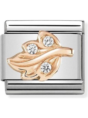 Nomination Composable Classic Dekoratif Link - Semboller - Beyaz Yaprak -  9k Rose Altın