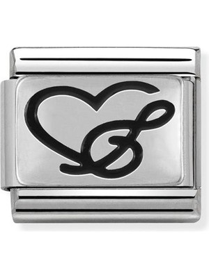 Nomination Composable Classic Dekoratif Link - Plakalar Oksitlenmiş - Kalp -  925 Gümüş