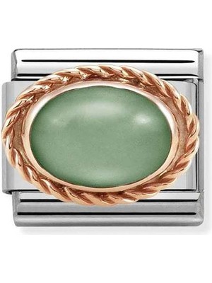 Nomination Composable Classic Dekoratif Link - Taşlar Oval - Yeşil Aventurin -  9k Rose Altın