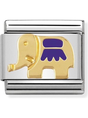 Nomination Composable Classic Dekoratif Link - Hayvanlar - Mor Fil - (26 Purple Elephant) 18K Altın