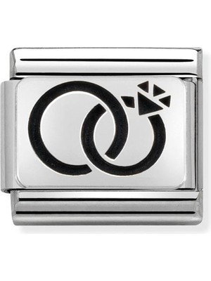 Nomination Composable Classic Dekoratif Link - Plakalar Oksitlenmiş - Evlilik Yüzükleri -  925 Gümüş