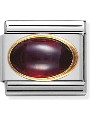 Nomination Composable Classic Dekoratif Link - Taşlar Oval - Garnet - (03 Garnet) 18K Altın