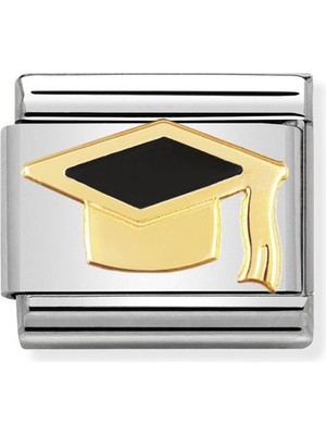 Nomination Composable Classic Dekoratif Link - Okula Dönüş - Siyah Mezun Şapkası -  18K Altın