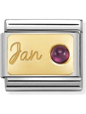 Nomination Composable Classic Dekoratif Link - Ay Taşları - Ocak Garnet -  18K Altın