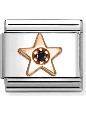 Nomination Composable Classic Dekoratif Link - Semboller - Siyah Yıldız -  9k Rose Altın