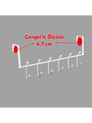 Badem10 Ahşap Kapı Arkası Çift Askılık Elbise Havlu Asma Askı Metal 6'lı Banyo Lavabo Sağlam Aparat Beyaz
