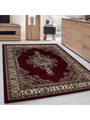 Carpettex Klasik Desenli Halı Iran Tarzı Madalyon Süsleme Bordo Siyah Krem Renkler