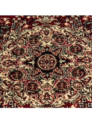 Carpettex Klasik Desenli Halı Iran Tarzı Madalyon Süsleme Bordo Siyah Krem Renkler