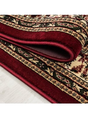 Carpettex Klasik Desenli Halı Iran Tarzı Madalyon Süsleme Bordo Siyah Krem Renkler