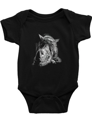 Darkhane Elmas Gergedan Siyah Unisex Bebek Body - Zıbın