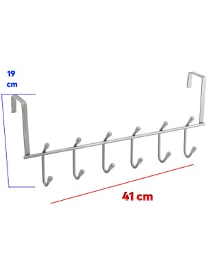 Badem10 Ahşap Kapı Arkası Çiftli Askılık Elbise Havlu Asma Askı Metal 6'lı Banyo Lavabo Sağlam Aparat Krom