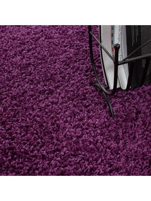 Carpettex Yüksek Tüylü 30 mm Hav Yüksekliğinde Düz Mor Renkli Shaggy Halı