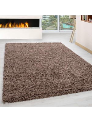 Carpettex Halı Yüksek Tüylü 30 mm Hav Yüksekliğinde Düz Mokka Açık Kahverengi Renkli Shaggy Halı