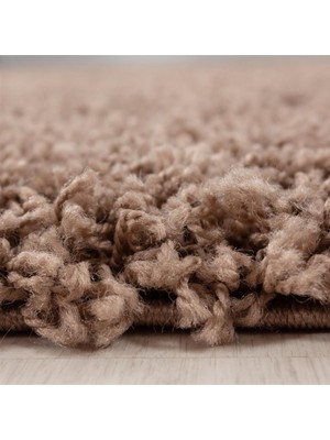 Carpettex Halı Yüksek Tüylü 30 mm Hav Yüksekliğinde Düz Mokka Açık Kahverengi Renkli Shaggy Halı