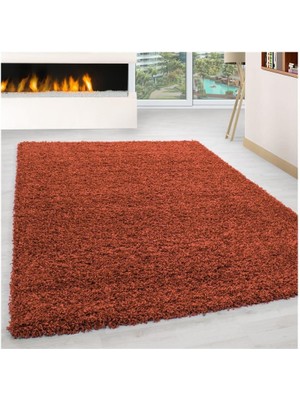 Carpettex Yüksek Tüylü 30 mm Hav Yüksekliğinde Düz Turuncu Renkli Shaggy Halı