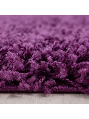 Carpettex Yüksek Tüylü 30 mm Hav Yüksekliğinde Düz Mor Renkli Shaggy Halı