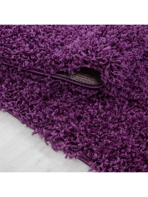 Carpettex Yüksek Tüylü 30 mm Hav Yüksekliğinde Düz Mor Renkli Shaggy Halı