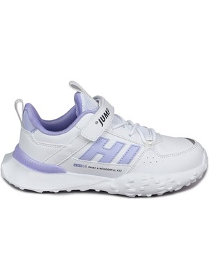 Jump 29602 Cırtlı Beyaz - Lila Kız Çocuk Sneaker Günlük Spor Ayakkabı
