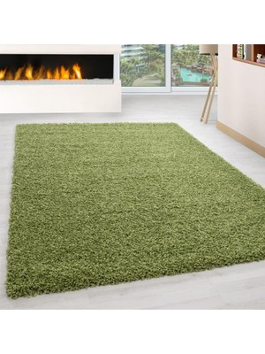 Carpettex Yüksek Tüylü 30 mm Hav Yüksekliğinde Düz Yeşil Renkli Shaggy Halı