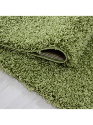 Carpettex Yüksek Tüylü 30 mm Hav Yüksekliğinde Düz Yeşil Renkli Shaggy Halı