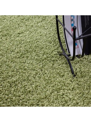 Carpettex Yüksek Tüylü 30 mm Hav Yüksekliğinde Düz Yeşil Renkli Shaggy Halı