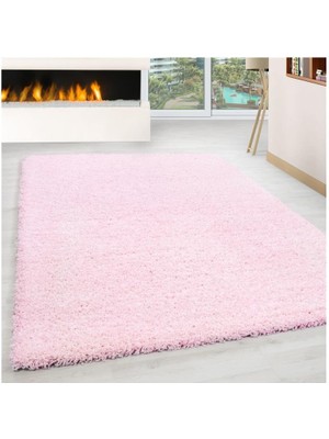 Carpettex Halı Yüksek Tüylü 30 mm Hav Yüksekliğinde Düz Pembe Renkli Shaggy Halı