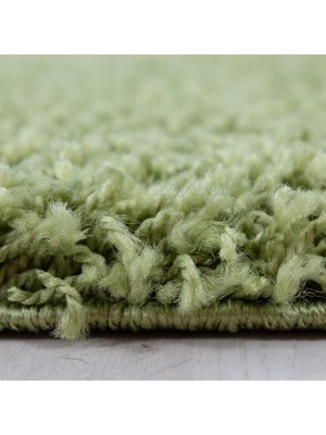 Carpettex Yüksek Tüylü 30 mm Hav Yüksekliğinde Düz Yeşil Renkli Shaggy Halı