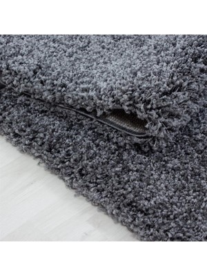 Carpettex Yüksek Tüylü 30 mm Hav Yüksekliğinde Düz Gri Renkli Shaggy Halı