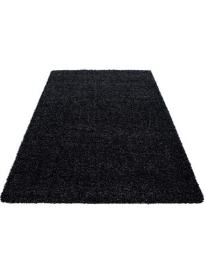 Carpettex Yüksek Tüylü 30 mm Hav Yüksekliğinde Düz Kahverengi Antrasit Shaggy Halı