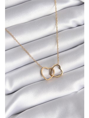 Clariss 316L Çelik Gold Renk Geçmeli Kalp Model Kadın Kolye