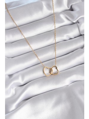 Clariss 316L Çelik Gold Renk Geçmeli Kalp Model Kadın Kolye
