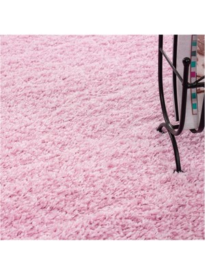 Carpettex Yüksek Tüylü 30 mm Hav Yüksekliğinde Düz Pembe Renkli Shaggy Halı