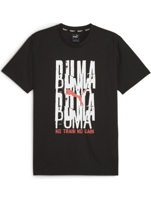 Puma Graphic Emblem Erkek Siyah Yuvarlak Yaka Tişört