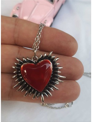 Dükkan Design Kırmızı Mineli Thorn Heart Kolye