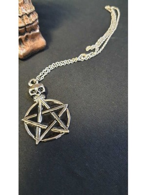 Dükkan Design Siyah Skull Pentagram Kolye