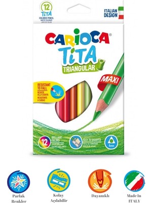 Carioca Tita Jumbo Üçgen Kuru Boya Kalemi 12’li