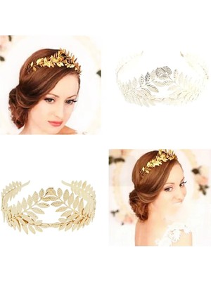 Mingjin Shop2 F-0533-S Altın Yunan Metal Yaprak Bantlar Gelin Düğün Saç Aksesuarları Kadınlar Için Lüks Prenses Kraliçe Taçlar Tiaras Headdress Takı (Yurt Dışından)