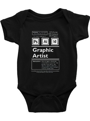 Darkhane Grafiker Dizayner Siyah Unisex Bebek Body - Zıbın