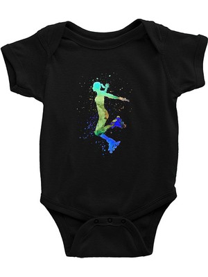 Darkhane Paten Siyah Unisex Bebek Body - Zıbın